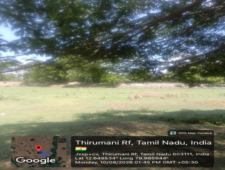 Satellite survey map with proposed desilting pits — Thangal Eri (Thirumani)